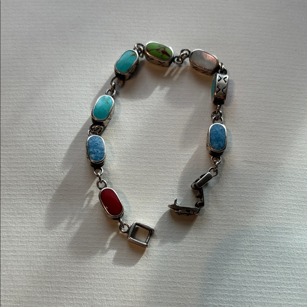 Native American Inlay Bracelet Multi- colored Stones